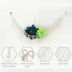 Macrame Hanging Stuffed Animal Hammock Storage